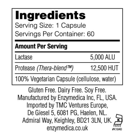 Enzymedica Dairy Assist 60 Kapseln (UK Label)