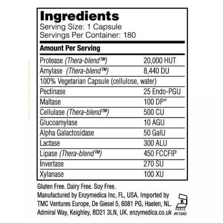 Enzymedica Digest Basic 180 Capsules (UK Label)