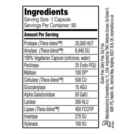 Enzymedica Digest Basic 90 -kapselit (Ison -Britannian etiketti)