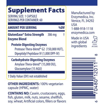 Enzimedica glútenease força extra 60 cápsulas