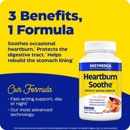 Enzymedica Heartburn Soothe VanillaOrange 90 Chewables