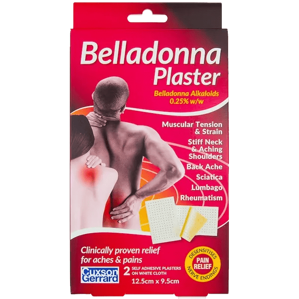 Belladonna medicinsk gips 12,5 cm x 9,5 cm pakke med 2