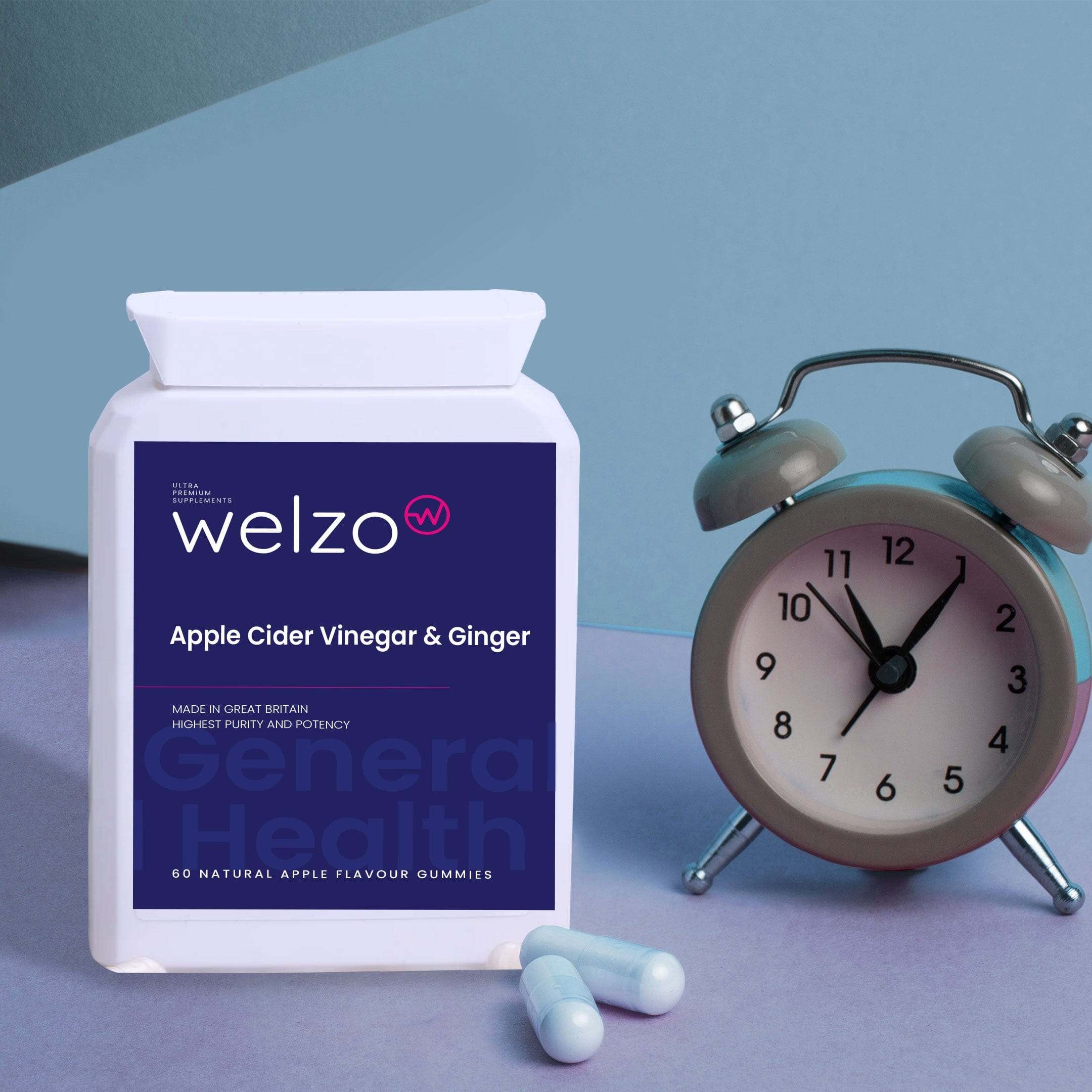 Welzo Apple Cider Vinegar & Ginger - 60 Natural Apple Flavour Gummies