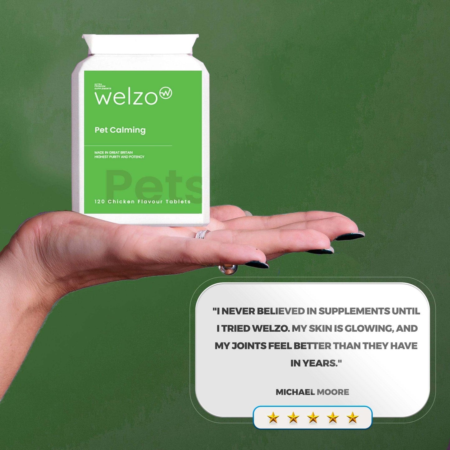 Welzo Pet Calming 120 Chicken Flavour Tablets