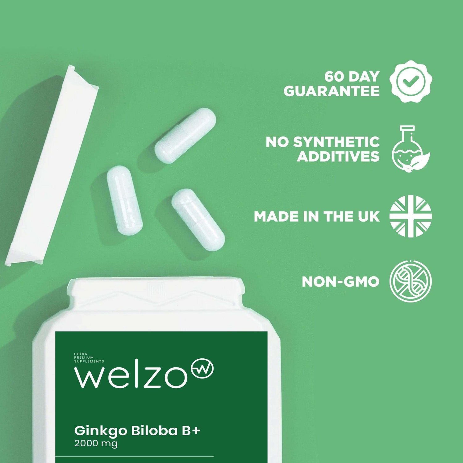 Welzo Ginkgo Biloba B+ 2000mg 90 Capsules