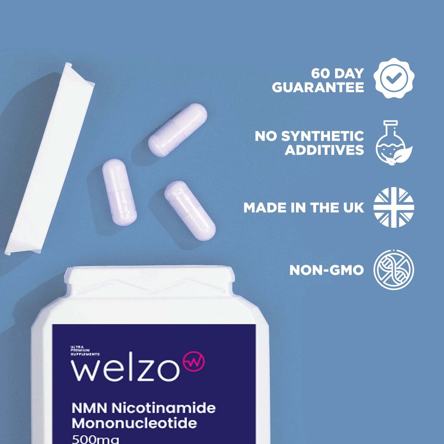 Welzo NMN Nicotinamide Mononucleotide 500mg 60 Capsules