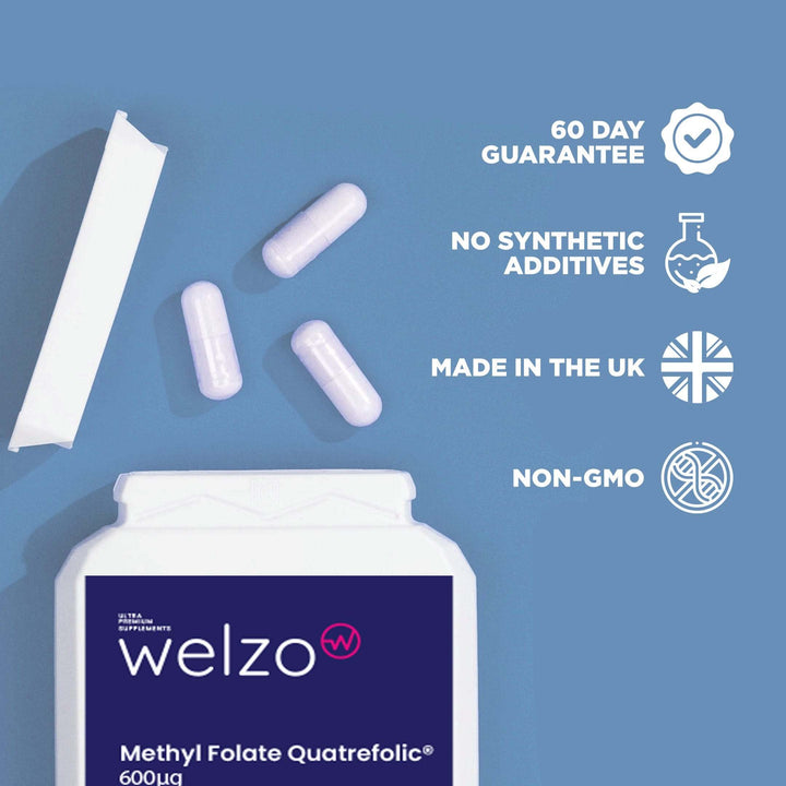 Welzo Methyl Folate Quatrefolic® 600µg 90 Capsules