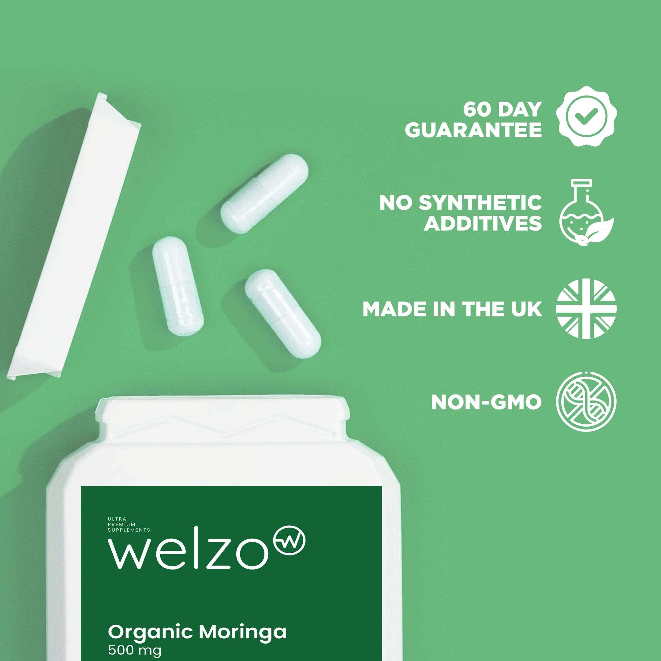 Welzo Organic Moringa 500mg 120 Capsules