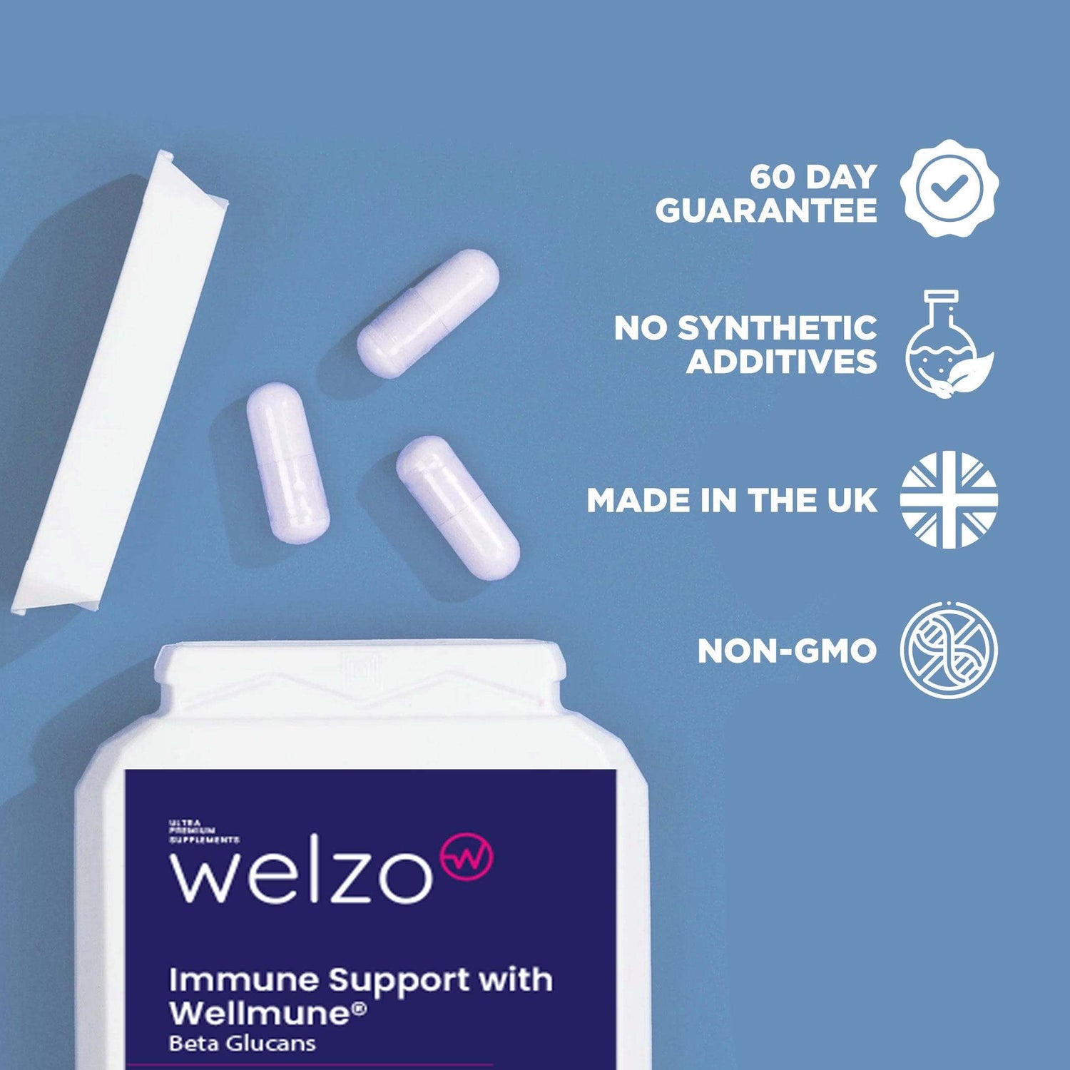 Welzo Immune Support with Wellmune® Beta Glucans 60 Capsules