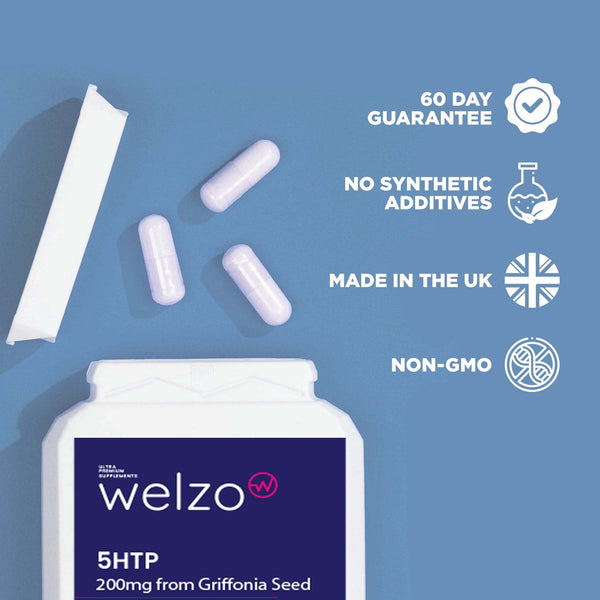 Welzo 5HTP 200mg from Griffonia Seed 90 Capsules