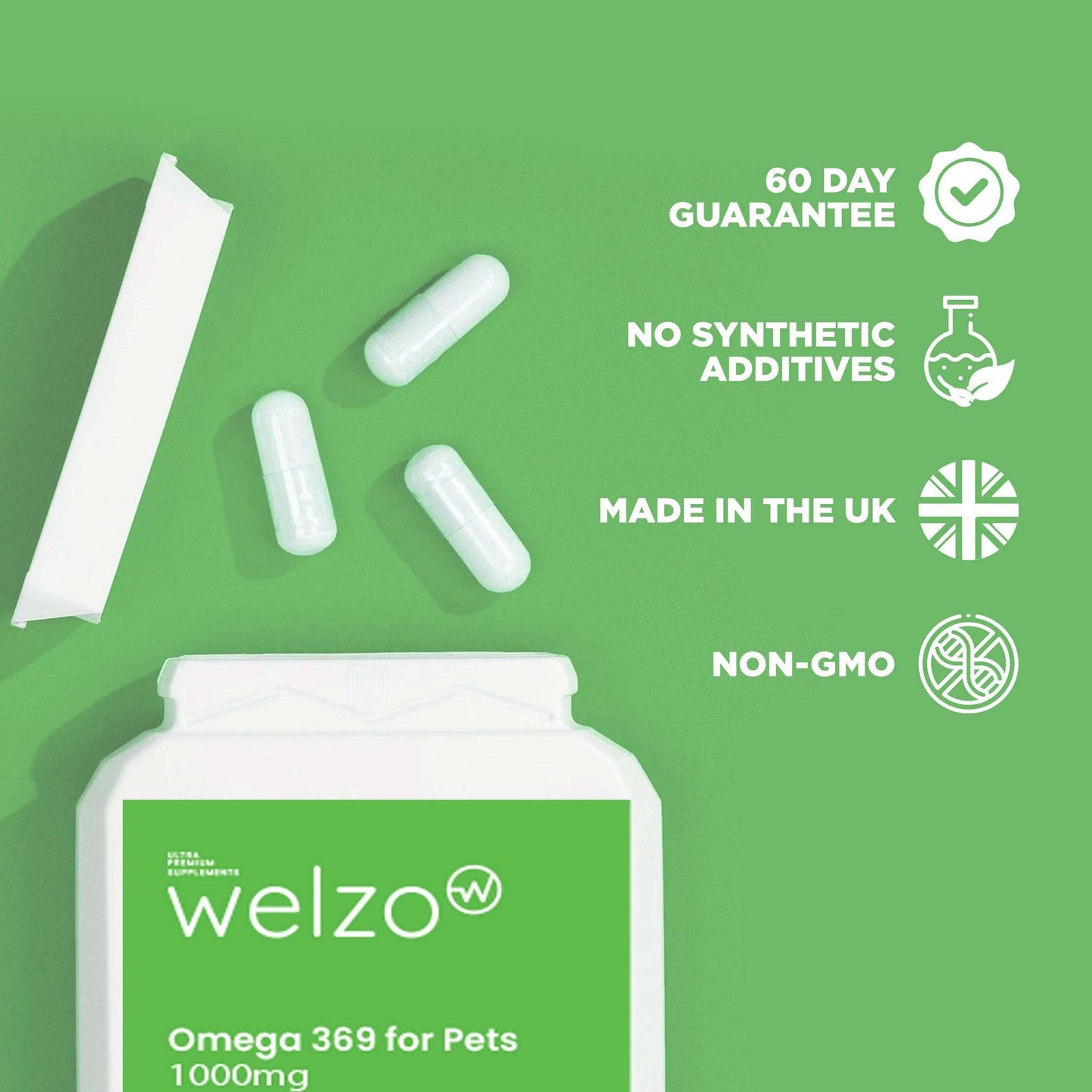 Welzo Omega 369 for Pets 1000mg 120 Softgels