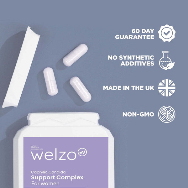 Welzo Caprylic Candida Support Complex for Women 60 Capsules