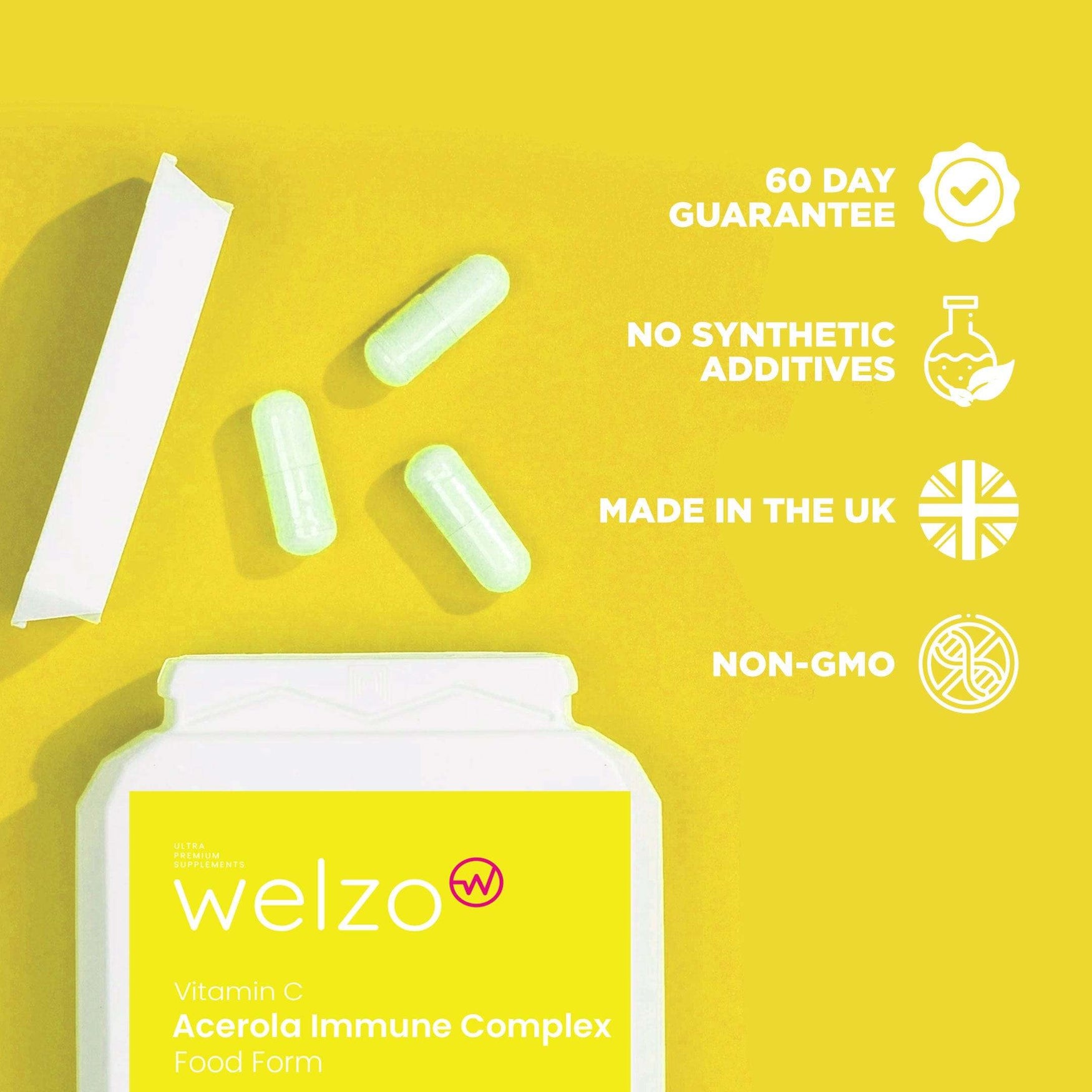 Welzo Vitamin C Acerola Immune Complex (Food Form) 60 Capsules