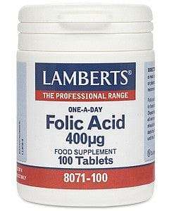 Folic Acid 400 µg, 100 Tabs - Lamberts - welzo