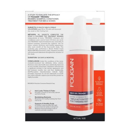 Foligain Triple Action komplet formel til tyndt hår til mænd 10% trioxidil (2 fl oz) 59 ml