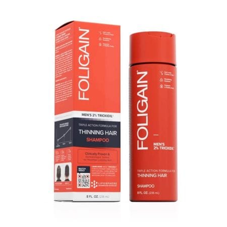 Foligain Triple Action Shampoo For Thinning Hair For Men with 2% Trioxidil (8 fl oz) 236ml