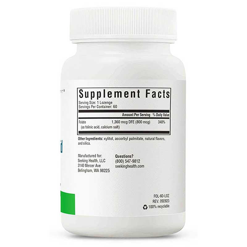 Folinic Acid - 800 mcg - 60 Lozenges - Seeking Health