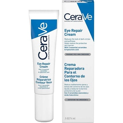 Crema de reparación de ojos Cerave para círculos oscuros y hinchazón 14 ml con ácido hialurónico y 3 ceramidas esenciales