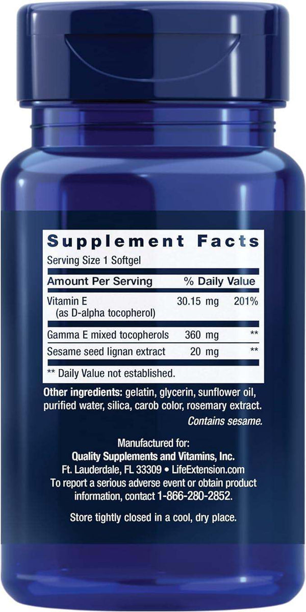 Gamma E Mixed Tocopherols (with Sesame Lignans) 60 Softgels - Life Extension - welzo