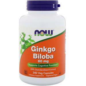 Ginkgo Biloba, 60 mg, 240 Veg Capsules - Now Foods - welzo