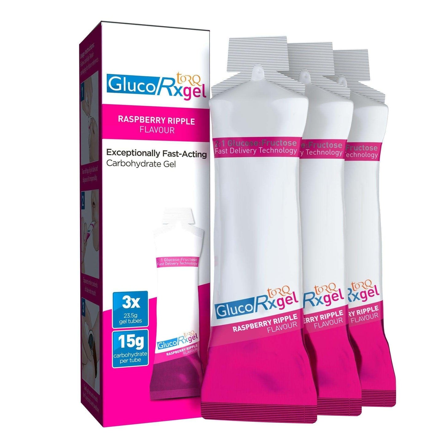 GlucoRx Torq Gel Raspberry Ripple 23.5g Pack of 3