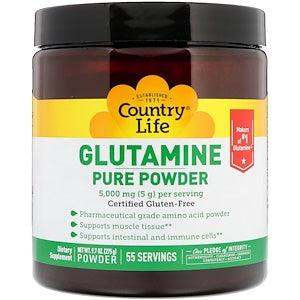 Glutamine Pure Powder, 5000mg, 9.7oz (275g) - Country Life - welzo