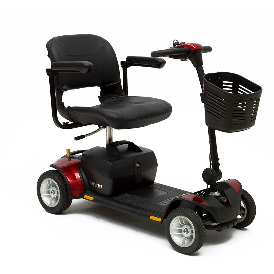 Go Go Elite Traveler más scooter de movilidad de 4 mph: batería liviana, portátil, 18AH, Delta Tiller