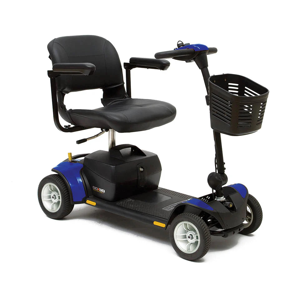 Go Go Elite Traveler más scooter de movilidad de 4 mph: batería liviana, portátil, 18AH, Delta Tiller