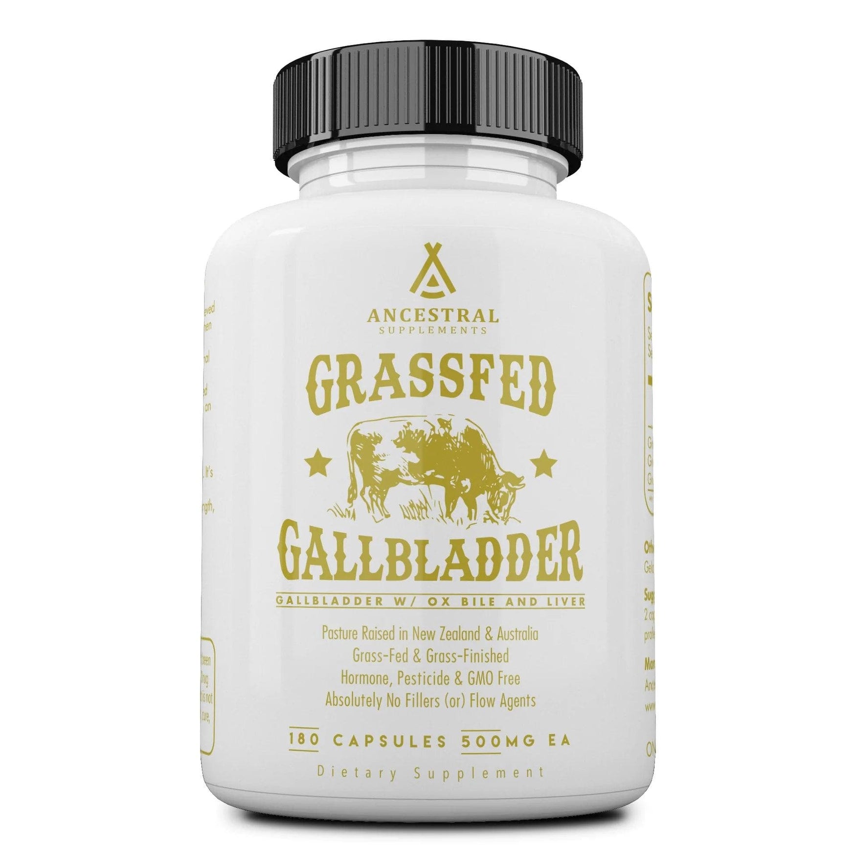 Grass Fed Beef Gallbladder w/ Ox Bile & Liver - 180 Capsules - Ancestral Supplements - welzo