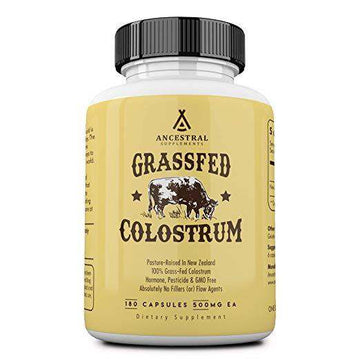 Ancestral Supplements Grass Fed Colostrum 180 capsules from New Zealand pasture-raised cows