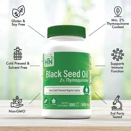 Health Thru Nutrition Black Seed Oil 500mg 100 Softgels