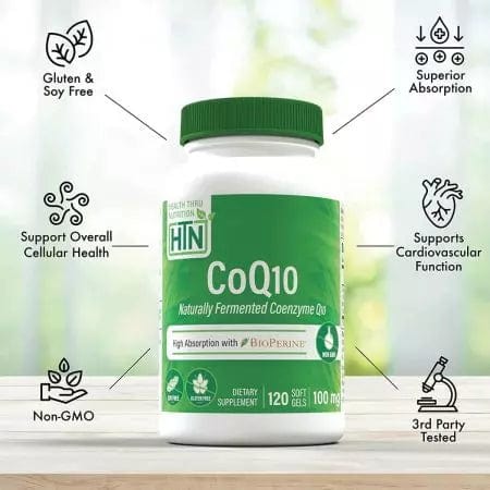 Health Thru Nutrition CoQ10 with BioPerine 100mg 120 Softgels