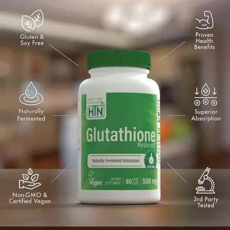 Health Thru Nutrition Reduced Glutathione 500mg 60 Veggie Capsules