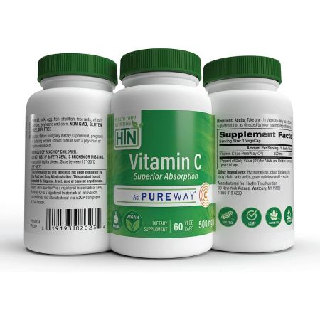 Sveikata per mitybos vitaminą C 500 mg 60 Veganiškų kapsulių