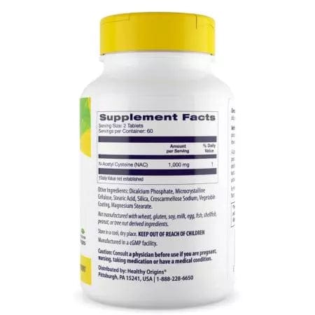 Zdrowe pochodzenie nacetyllcysteine ​​(NAC) 1000 mg