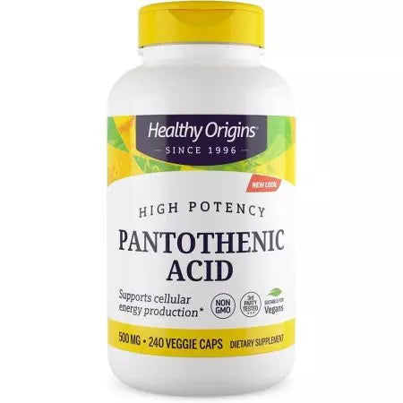 Gezonde oorsprong pantotheenzuur 500 mg 240 Veggie -capsules