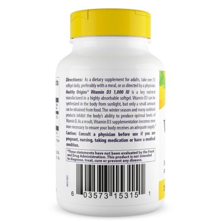 Origini sănătoase Vitamina D3 1.000IU 180 Softgels