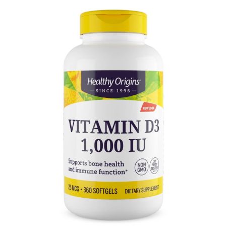 Origini sănătoase întrerupte Vitamina D3 1.000IU 360 softgels