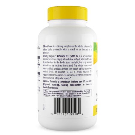 Healthy Origins DISCONTINUED Vitamin D3 1,000iu 360 Softgels