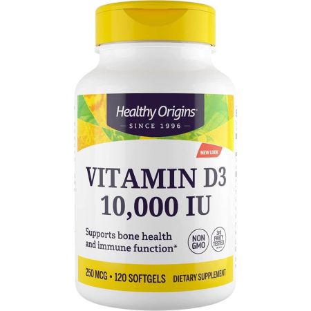 Origens saudáveis ​​Vitamina D3 10.000IU 120 Softgels