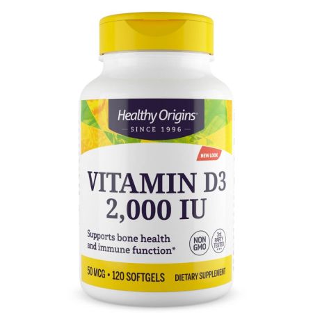 Veselīga izcelsme D3 vitamīns 2 000iu 120 SoftGels