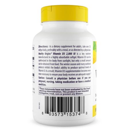 Healthy Origins Vitamin D3 2,000iu 120 Softgels