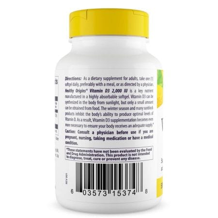 Healthy Origins Vitamin D3 2,000iu 120 Softgels