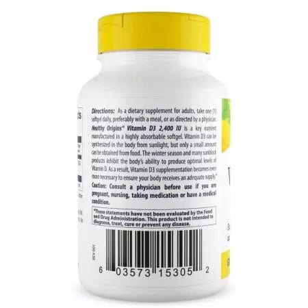 Healthy Origins Vitamin D3 2,400iu 120 Softgels