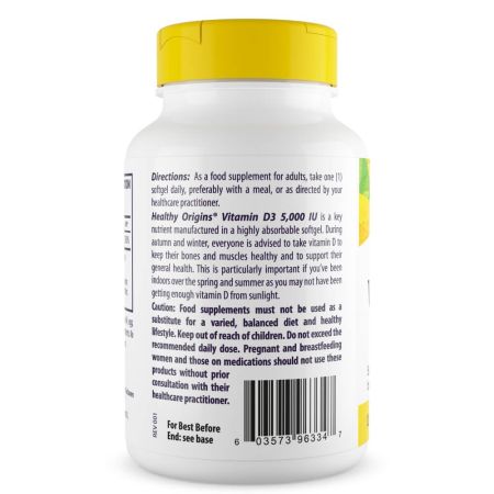 Veselīga izcelsme D3 vitamīns 5000iu 120 SoftGels