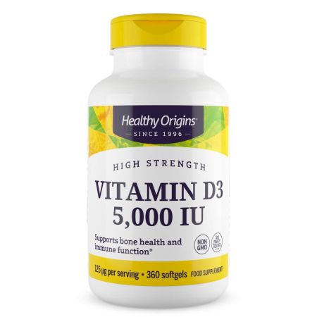 Egészséges Origins D3 -vitamin 5000IU 360 SoftGels