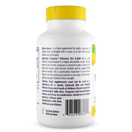 Egészséges Origins D3 -vitamin 5000IU 360 SoftGels