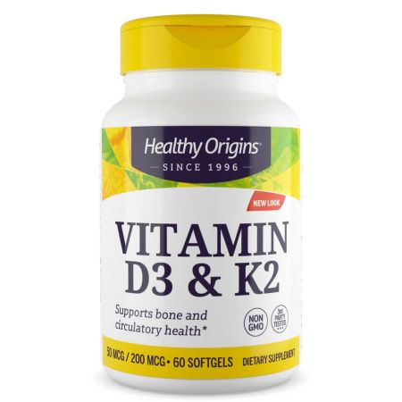 Gezonde oorsprong vitamine D3 & K2 50mcg/200mcg 60 softgels