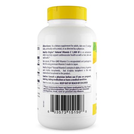 Origines saines vitamine E 1 000iu 120 softgels