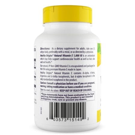 Healthy Origins Vitamin E 1,000iu 60 Softgels